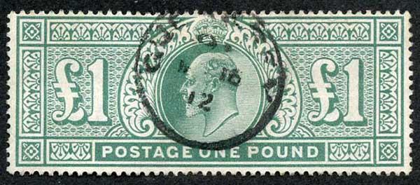SG266 KEVII One Pound Dull Blue-green Fine Used Cat 825