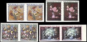 Mali C55-C58, MNH imperf. pairs, Paintings of Flowers