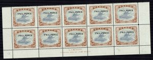 PAPUA 1931 LAKATOI TWO PENCE ON 1½D MULLETT IMPRINT BLOCK MNH **