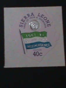​SIERRA LEONE-1971-SC# 420-LOVELY FLAG & LION HEAD SILVER EMBOSSED -MINT VF