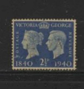 GREAT BRITAIN #256 1940 2 1/2p VICTORIA & GEORGE VI F-VF USED a