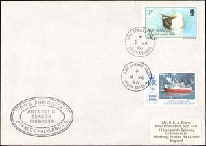 1990 SOUTH GEORGIA ANTARCTIC SHIP BISCOE FALKLAND ISLANDS CACHET