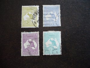 Stamps - Australia - Scott# 47,48,50,51 - Used Part Set of 4 Stamps
