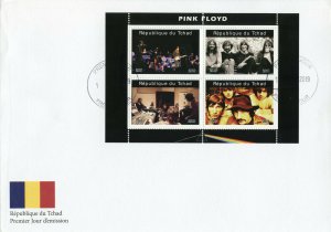 Chad 2019 FDC Pink Floyd 4v M/S Cover I Music Famous Musicians Stamps