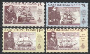 Cocos Islands Stamp 218-221  - Explorers and their ships