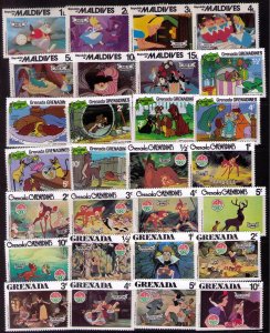 Disney Omnibus Stamps 1979/1982 MNH(76 Ea)Antigua/Dominica/Granada/Maldives F-VF