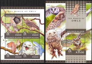 Solomon Islands 2016 Birds Owls II sheet +S/S MNH