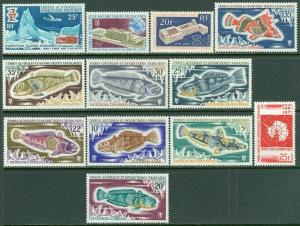 EDW1949SELL : F.S.A.T. 1969-71 Scott #33-45 Complete. Very Fine, MNH. Cat $163.
