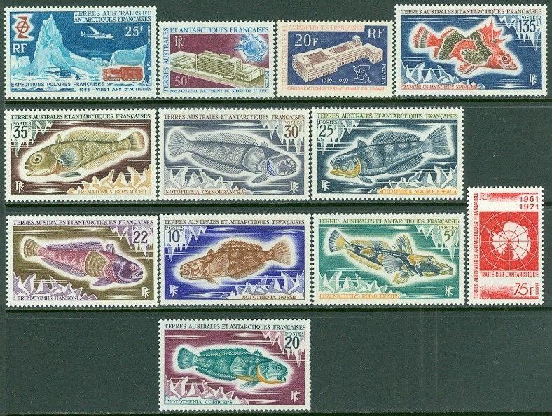 EDW1949SELL : F.S.A.T. 1969-71 Scott #33-45 Complete. Very Fine, MNH. Cat $163.