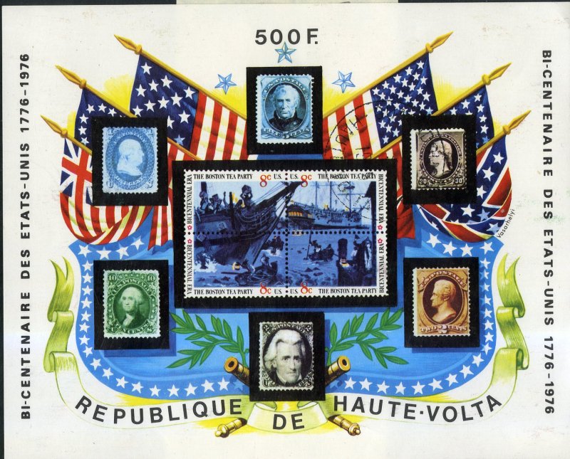 RK14939 BURKINA FASO 358 USED SS SCV $2.25 BIN $1.25 STAMP ON STAMP