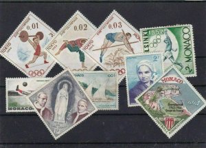 MONACO MOUNTED MINT AND USED STAMPS ON STOCK CARD REF 1071