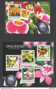 2014 Mozambique Flora Flowers Orchids Orquideas B+Bl ** St2438