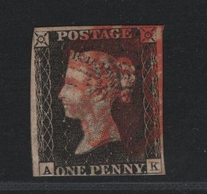 GB Scott # 1 F-VF used neat Red cancel with nice color cv $ 375 ! see pic !