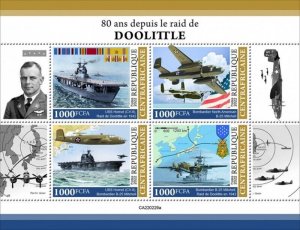 Central Africa - 2022 World War II Doolittle Raid - 4 Stamp Sheet - CA220229a