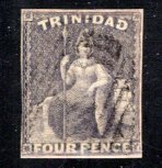 Trinidad #15  VF, Used, 4p gray lilac, CV $400.00  ...  6510009