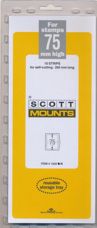 Prinz Scott Stamp Mount 75/265 mm - BLACK (Pack of 10) (75x265 75mm)  STRIP