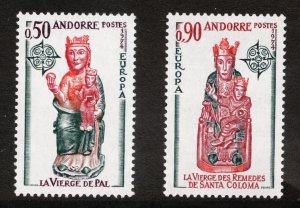 1974 Andorra / Sc #232 & #233 - Europa - Cept King & Queen -  cv$21.50