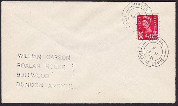 GB SCOTLAND 1971 cover MIAVAIG / ISLE OF LEWIS  cds.........................7423