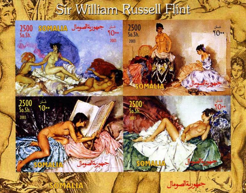 Somalia 2003 SIR WILLIAM RUSSELL FLINT Nudes Paintings Imperforated Mint (NH)