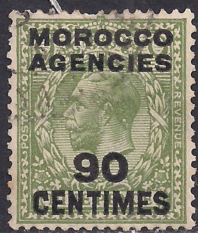 Morocco Agencies 1925 - 34 KGV 90ct on 9d Olive Green used SG 209 ( M1288 )