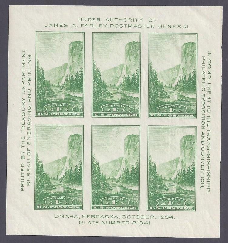 Scott #751 Mint imperforate plate block of 6