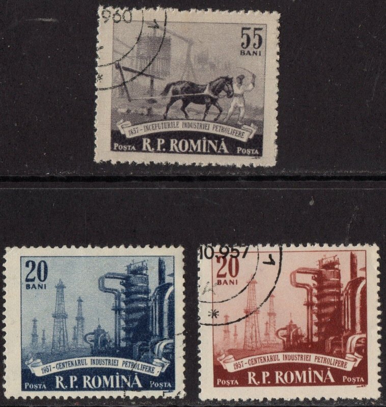 Thematic stamps ROMANIA 1957 PETROLEUM 2537/9 used