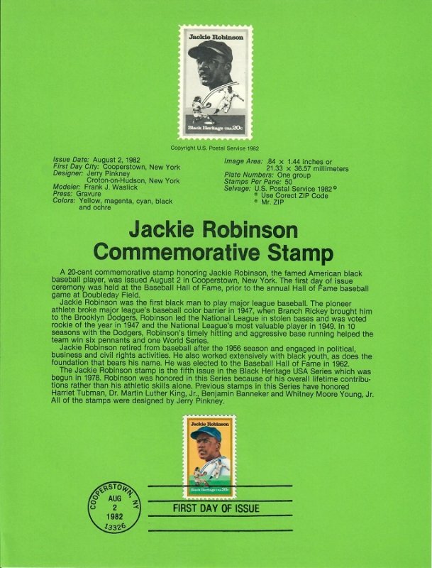 US SP592 Jackie Robinson Souvenir Page #2016