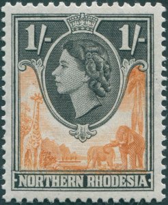 Northern Rhodesia 1953 1s orange-brown & black SG70 unused