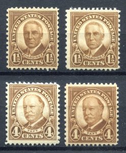 US 1930. Harding, Taft 1 1/2c, 4c. P11 x 10.5 Both shades. Mint LH. Sc#684-685.