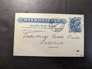 1899 British South Africa Mashonaland Postcard Cover Rhodesia