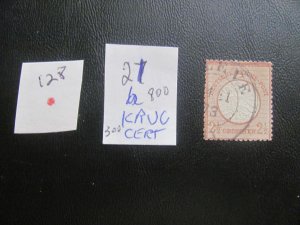 Germany 1872 USED CERT. KRUG MI. 21b  SC 19  VF/XF 500  EUROS (128)