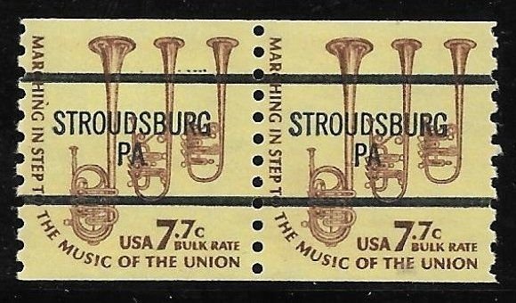 MNH US Bureau Precancels: PA; Stroudsburg #1614a–87 7.7¢ Americana Coil Pair
