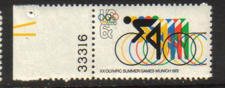 #1460 MNH plate # single  6c 20th summer Olympics 1972 Issue