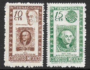 MEXICO 1947 CIPEX NEW YORK Stamp Exhibition Regular Set Sc 826-827 MH