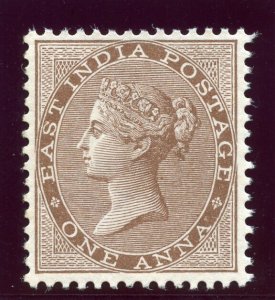 India 1865 QV 1a deep brown (White Gum) superb MNH. SG 59. Sc 22.