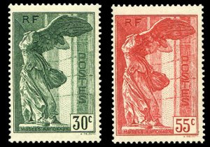 France, 1900-1950 #B66-67 Cat$130, 1937 Samothrace, set of two, hinged