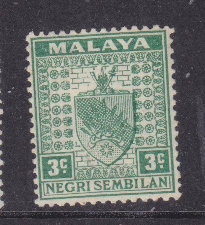 NEGRI SEMBILAN, 1941 Arms, thin paper, 3c. Green, lhm.