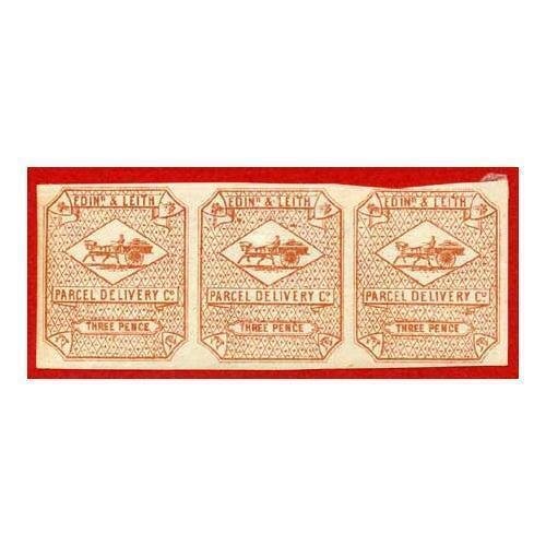 SGCD19 Edinburgh and Leith 3d Brown Red Mint Strip 3 