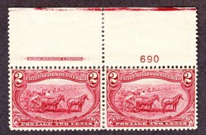 US 286 2c Trans-Mississippi Plate #690 Inscription Pair VF OG H SCV $60