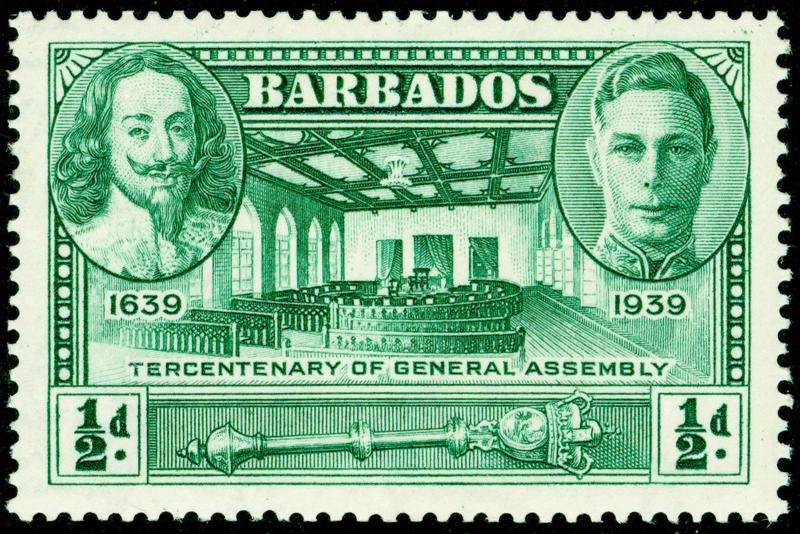 BARBADOS SG257, ½d green, NH MINT. 