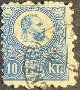 HUNGARY # 10--USED--SINGLE--DEEP BLUE--1871