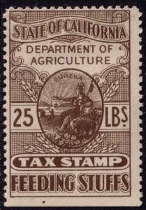 USA  STATE OF CALIFORNIA F-VF 25 LB FEEDING STUFF TAX STAMP