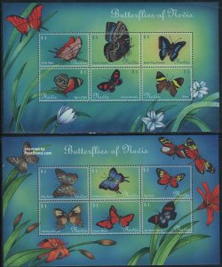 Nevis 2000, Butterflies 2x6v m/s, MNH