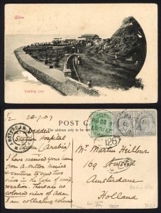 Aden 1907 Indian 3p Pair and 1/2a on a Postcard to Holland