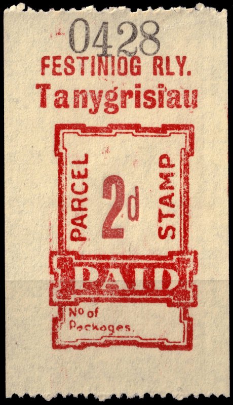 GB / Wales - FESTINIOG RAILWAY Parcel Stamp 2d (Tanygrisiau) - Mint