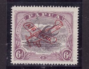 Papua New Guinea-Sc#C3-unused hinged 6p violet & dull vio airmail-Ships-Planes-1