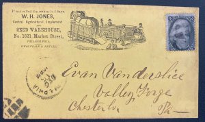 1880s Philadelphia PA USA Seed Warehouse Advertising Cover To Chester