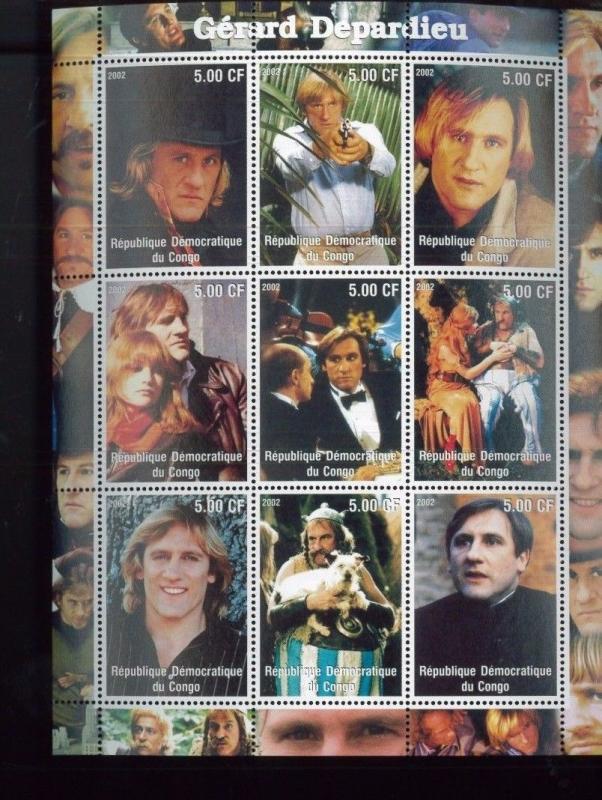 Gerard Depardieu Hollywood Star Commemorative Souvenir Stamp Sheet Congo E56