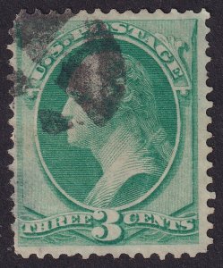 US 147 3c green WASHINGTON NBNCo ISSUE 1870 USED VF UW PF12 NoGRL&NoSM US147F10