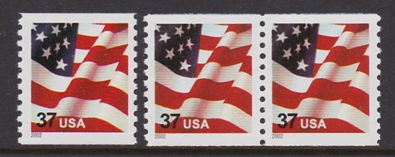 US 3631 Flag Single & Pair MNH